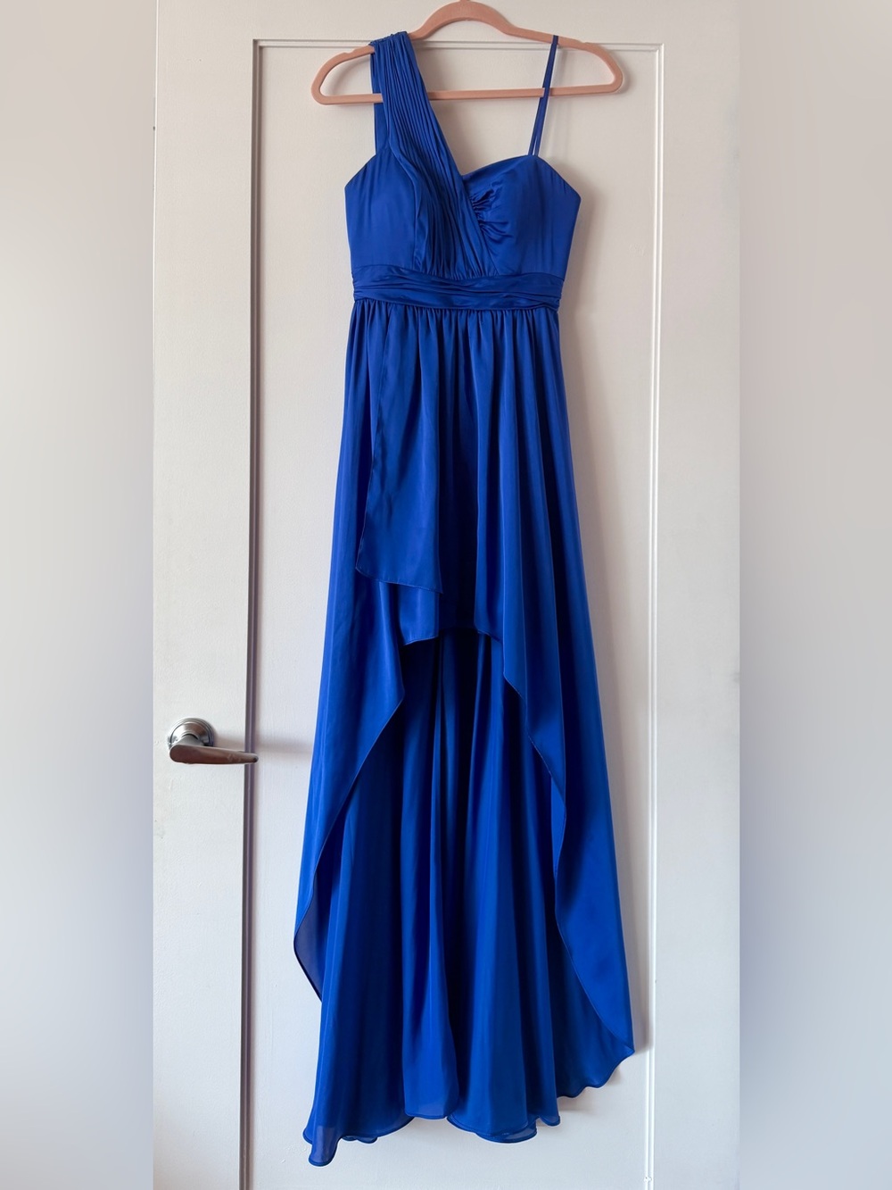 Royal Blue Strapless High-Low Evening Dress